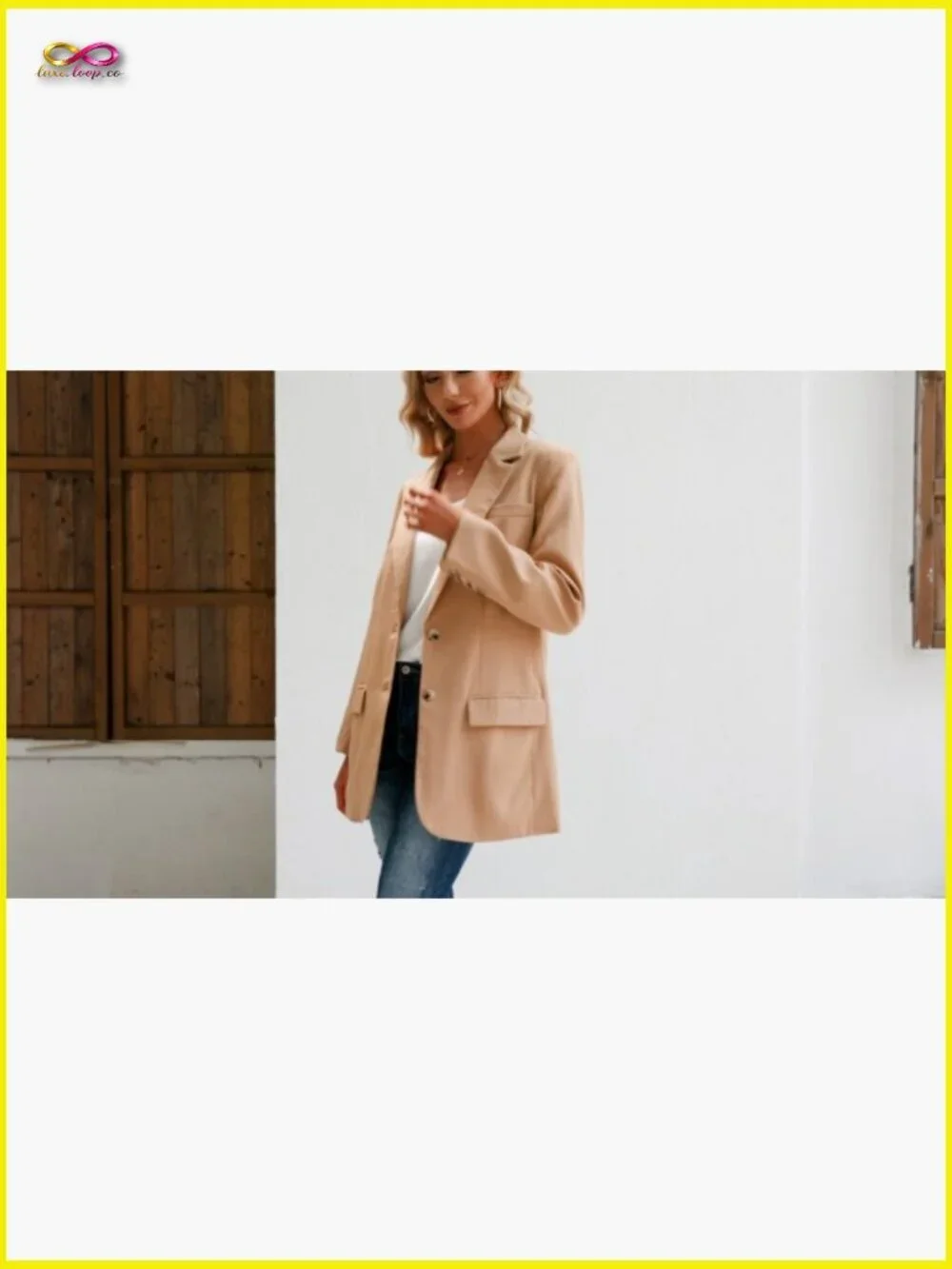 Oversized Lapel Blazer Long Sleeve Modern Fit Elegant Work Office Jacket